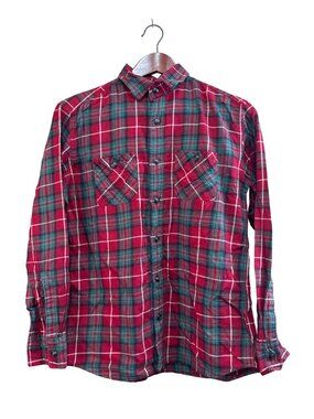 Crewcuts Boys Red & Green Plaid Flannel Button-Down Shirt Size 14